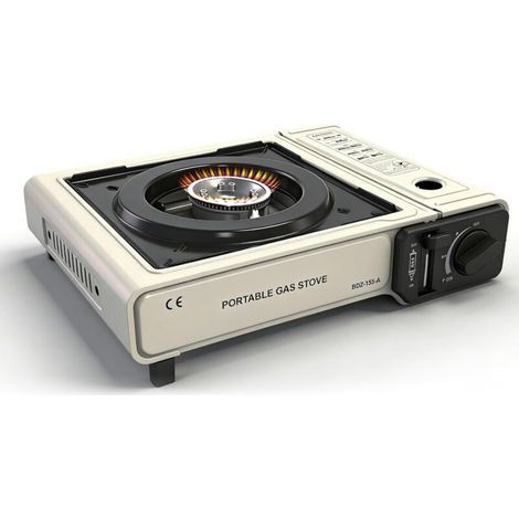 Rechaud Gaz, Rechaud Camping Gaz, Réchaud Extérieur Compact, Réchaud Léger 1 Brûleur pour Camping, Voyage, Randonnée, Pique-Nique, Barbecue, Une Utilisation Intérieure et Extérieure, Blanc (1/5)