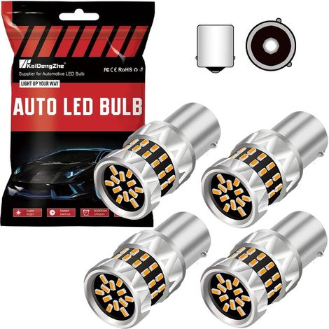 PY21W 1156 LED Bulb, 3014 42-EX Chips 400% Brighter 1:1 Size BAU15S LED Light Stop, 2641A 12496 7507AST LED Bulbs for Backup Tail Lights Turn Signal - 4PCS Amber (1/5)