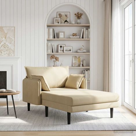 vidaXL Chaise longue de gran tamaño Verde grisáceo Tela de pana (1/5)
