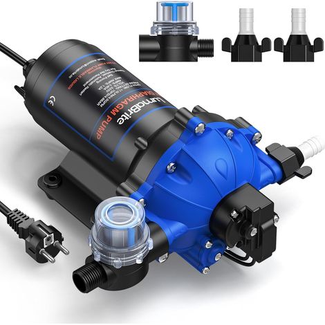 Pompe à Membrane 220V AC, 4.5 GPM 70 PSI Pompe a Eau Camping Car Pompe à Eau 220V Pompe à Eau Auto-amorçante pour Camping-Cars, Caravanes, Bateaux, Lavage et Irrigation de Jardin (1/5)