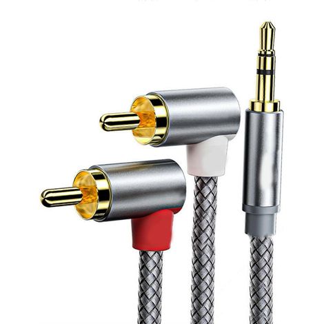 Câble audio auxiliaire 3,5 mm vers 2 RCA de haute qualité, adapté aux systèmes home cinéma et aux appareils audio portables. (1/5)