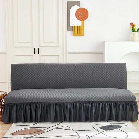 Universeller, wasserdichter Stretch-Jacquard-Bezug, dunkelgrau kariert, 3-Sitzer, 160–190 cm