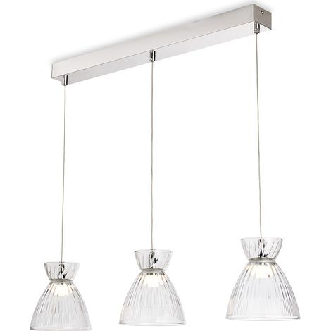 Firstlight Royale Barre lumineuse Royale 3 chromée avec verre décoratif transparent, 3 LED 406 lm 3000 K