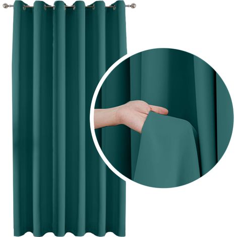 90 % dicker Verdunkelungsvorhang mit Ringen und Ösen, TÜRKIS, 140 x 250