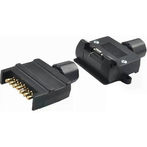 Connecteur plat pour remorque 12 V CC 7 broches, noir, à fentes croisées, aiguilles en cuivre, ensemble de prises givrées (1/5)