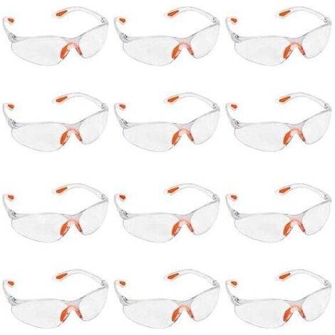 QORVA-Lot de 12 lunettes de protection à verres transparents avec poignées en caoutchouc et clips d'oreille (1/4)
