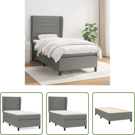 Matratze - Boxspringbett mit Matratze Dunkelgrau 100x200 cm Stoff (1/5)