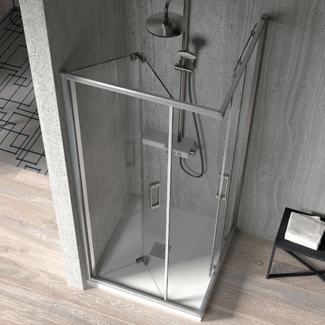 Eckdusche mit Falttür und Schiebetür S300 - Glas 6mm / Falttür 90 cm Schiebetür Falttür 90 cm