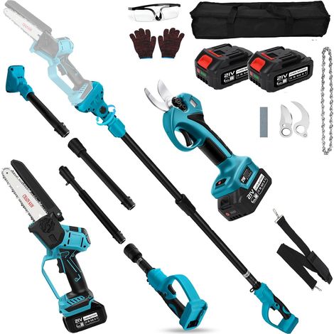 Mini Tronçonneuse et Secateur à Batterie Télescopique 21v 4000mAh tronçonneuse électrique sans balais de 8 pouces 6 pouces, petite tronçonneuse à chaîne, verrouillage de sécurité, huileur (1/5)