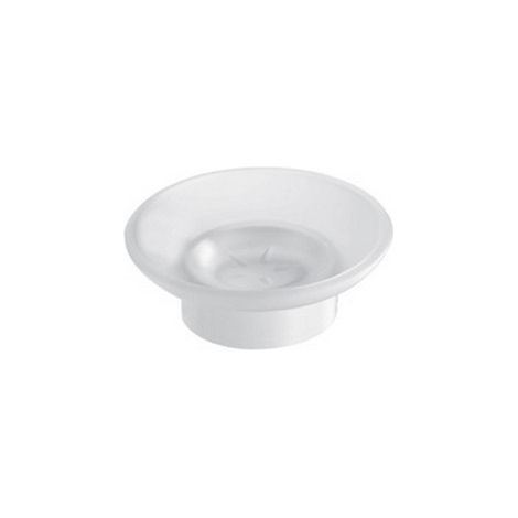 Portasapone vetro e acciaio inox bianco opaco da appoggio  MIRA-B kamalu