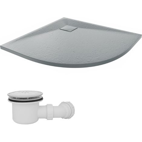 NRG 800 x 800mm SMC Anthracite Quadrant Slate Effect Bathroom Shower Tray & Fluidmaster Fast Flow Waste Trap (1/5)