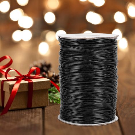 Fil de coton tissé à la main, 160 m, couleur cire, 1 mm (noir), pour la création de colliers écologiques. (1/5)