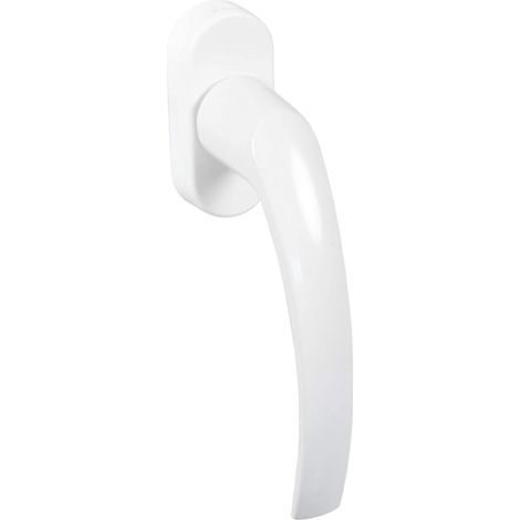 Poignée de fenêtre blanc  Poignée de fenêtre en plastique sur rosace ovale  Olive oscillo-battante sans cylindre de fermeture  1 Pièce