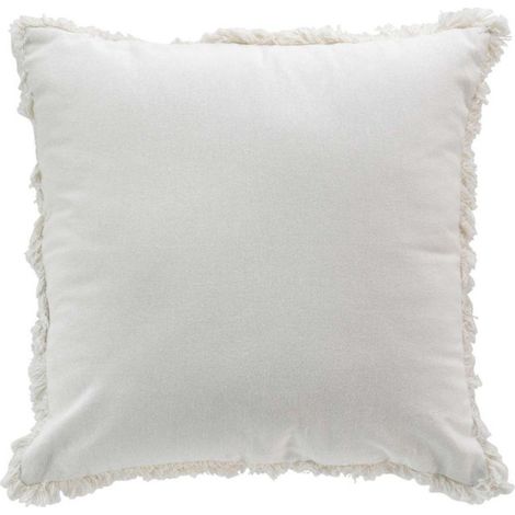 Coussin Déco à Franges "Eve" 45x45cm Blanc (1/3)