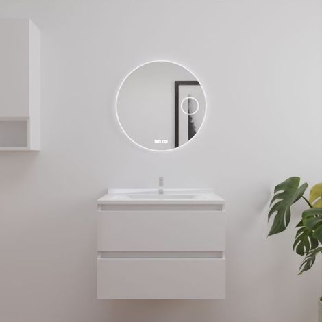 Meuble salle de bain ARLEQUIN 70 cm avec miroir Rondinara- Vasque Blanc- Traverses Blanc