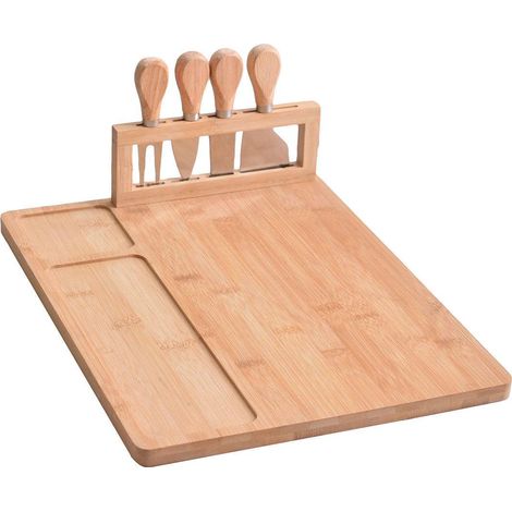 Planche à découper en bambou, plateau à fromage avec couteau, ensemble de service pour charcuterie et cuisine
