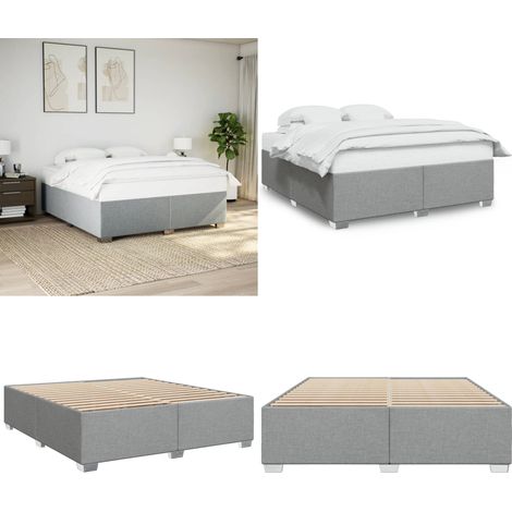 Bettgestell ohne Matratze Hellgrau 200x200 cm Stoff - Bettes Gestell - Doppelbett - Massivholzbette - Holzbettfundament - Bettrahmen - Home & Living (1/5)