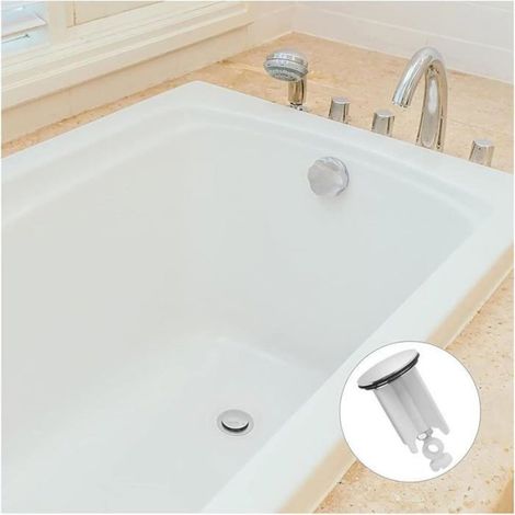 Bouchon de vidange Universel pour lavabo-Bonde réglable en Laiton chromé Blanc-Compatible évier Cuisine et Salle de Bain (1/5)