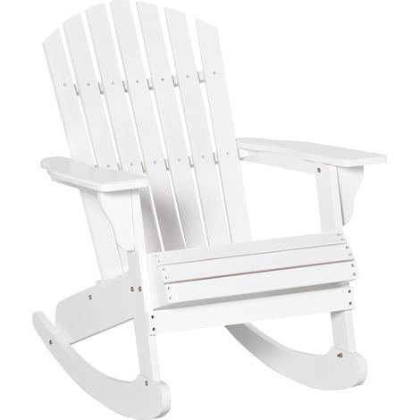 Fauteuil de jardin Adirondack à bascule blanc, résistant aux intempéries, 77 x 94 x 97 cm
