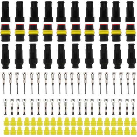 10 pièces Connecteurs Électriques Étanches 2 Broches, Connecteur Etanche 2 Fils, Water Proof 12 Volt Connectors, Imperméable à l'eau Connecteur, pour Voitures, Motos et Bateaux, Faciles à Installer (1/5)