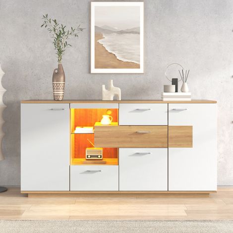 mobile credenza 160x40x77 con LED 4 cassetti OKMYHOME (1/5)