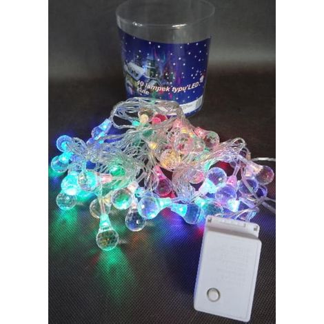 Luces LED de cristal para árbol de Navidad, 40 unidades con programador de 8 funciones, multicolor, alimentación de 24 V, longitud de 4 m. (1/3)