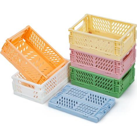 Lot de 6 paniers pliables (15x9,8x5,7 cm), rangement stable et multifonction pour armoire, étagère, salle de bain, chambre, cuisine. (1/5)