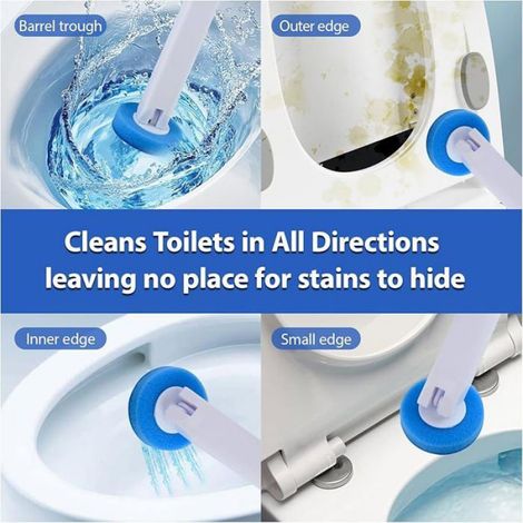 Brosse WC Jetable - Manche Rétractable avec 30 Têtes de Rechange Parfumées - Support Mural Adhésif - Kit Complet 32 Pièces (1/5)