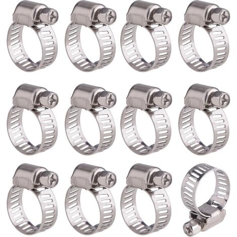 Enowelir 12 Pièces Collier de Serrage Tuyau Ajustable en Acier Inoxydable Tuyau Pinces Clips Fixation (10-16 mm) (1/3)