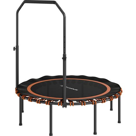 Trampoline de fitness avec barre de maintien réglable, trampoline sportif pour une utilisation intérieure et extérieure, acier, plastique, orange (1/5)