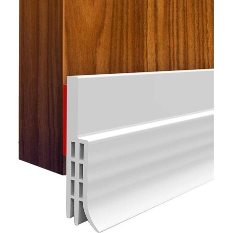 Bande d'étanchéité pour bas de porte, bande d'étanchéité pour isolation thermique et phonique, 100 x 5 cm (blanc) (1/5)