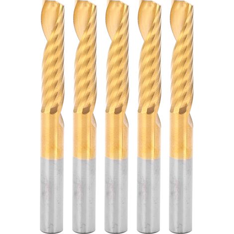 Lot de 5 fraises hélicoïdales en acier rapide HSS, jeu de 6 x 28 x 60 mm pour défonceuse CNC et fraisage (1/5)