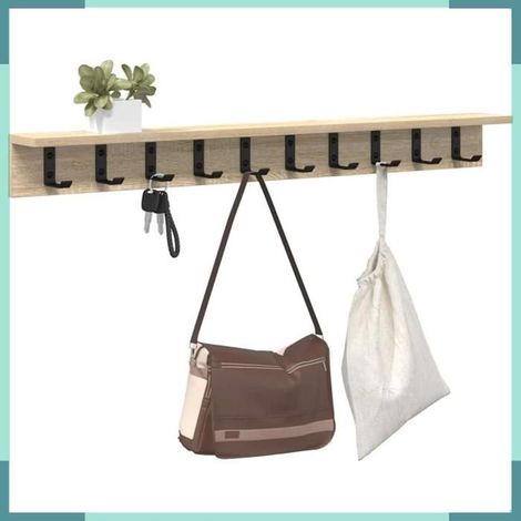 874373 Porte-manteau mural Chêne Sonoma 100 x 10,5 x 10,5 cm (1/5)