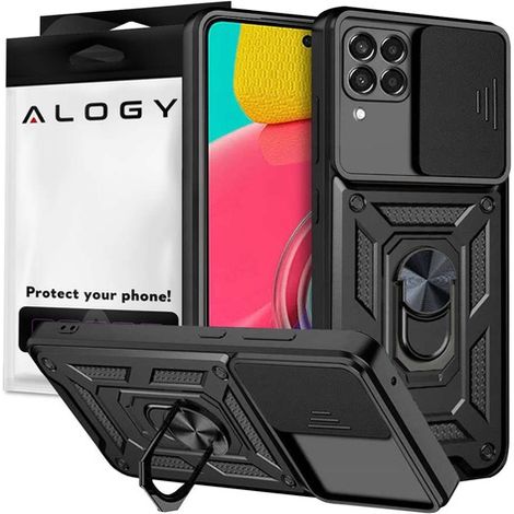 Funda protectora Alogy Camshield con soporte y anillo, con cubierta para la cámara, para Samsung Galaxy M53 5G, color negro. (1/5)
