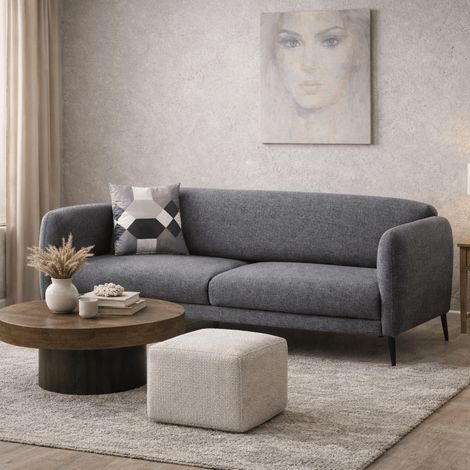 Schlafsofa 3-Sitzer aus grauem Leinenstoff - Venus