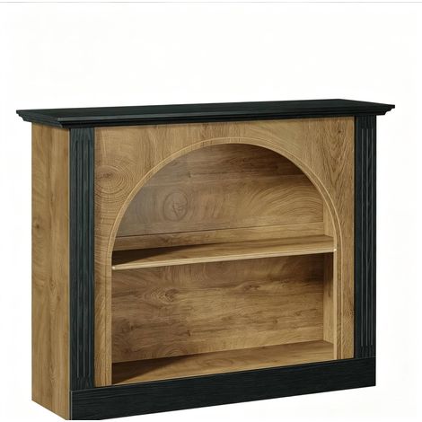 Tavolo consolle a 3 livelli in legno nero e rustico 110x30x90 cm stile Mid-Century Modern MODENUIT (1/5)