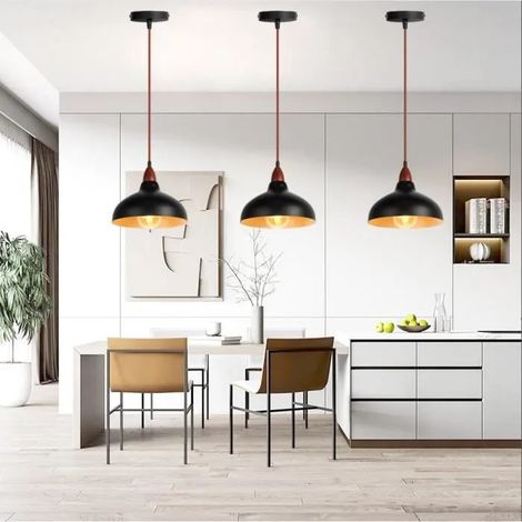 Yowei 3pcs Lampe Luminaire Industrielle Retro E27 Lustre Vintage en Bois de noyer Designe Edison Style Chinois pour Salon Chambre (1/4)