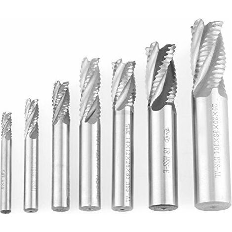 XVX 7PCS Fraise en Bout Mèches Forets à Tige Droite HSS 4 Flûtes 6-20 mm CNC pour perceuse Ensemble d'outils pour matériel en aluminium et en fer (1/5)