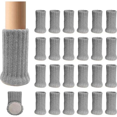 Chaussettes antidérapantes tricotées pour 24 paires de pieds de chaises grises (1/5)