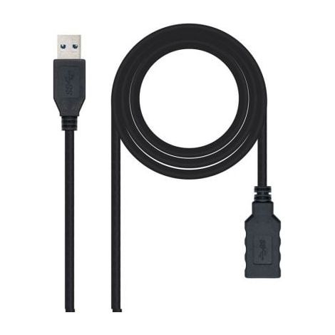 NanoCable 10.01.0902-BK - USB 3.0 Verlängerungskabel, Typ A/M-A/H, Stecker-Buchse, Schwarz, 2 m