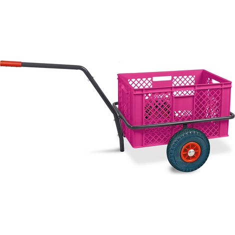 BRB Handwagen mit Kunststoffkorb H 320 mm, LxBxH 1250x640x660 mm, Tragkraft 200 kg (pink)