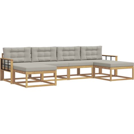 Ensemble de canapés d'extérieur 6 pc Blanc et gris clair vidaXL