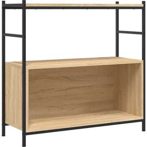 Bibliothèque Armoire à livres chêne sonoma 80x30x78,5cm bois d'ingénierie et fer (1/5)