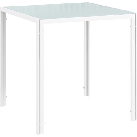 Table de salle à manger carrée pour 4 personnes, plateau en verre trempé, charge maximale de 80 kg, idéale pour la cuisine ou la salle à manger, dimensions : 75 x 75 x 75 cm, blanche. (1/5)