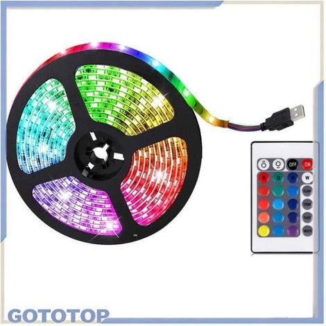 Fdit Ruban LED RGB USB, Lampe Flexible, Éclairage d'Arrière-Plan TV, Contrôle à Distance 1 ensemble (1/4)