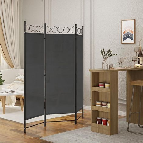 WOLTU Paravent, Raumteiler 3 TLG 167x172 cm, Trennwand klappbar freistehend Sichtschutz, Raumtrenner innen Outdoor Garten Balkon Terrasse, Raumtrenner Dunkelgrau