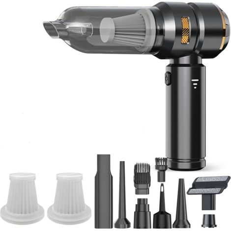Aspirateur à main 4 en 1 sans fil, 3 vitesses 80 000 tr/min, puissant, aspirateur à main sans fil, mini aspirateur, pour voiture, maison et poils d'animaux
