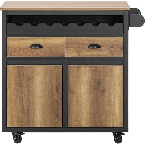 SoBuy Carrello Cucina Con Ruote Credenza Cucina Mobile Cucina Nero 89x40x87cm FKW122-SCH (1/5)