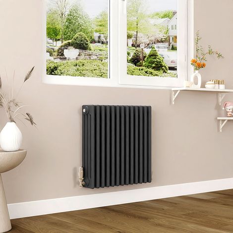 AICA 600x605mm Anthracite Horizontal Traditional Radiator Cast Iron 4 Column Heating UK (1/5)