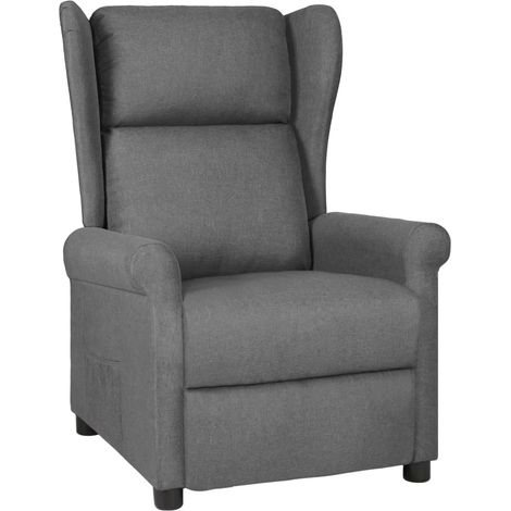 Sillón TV reclinable con cómodo acolchado y función de reclinación manual en tela gris claro DEC027892 (1/5)